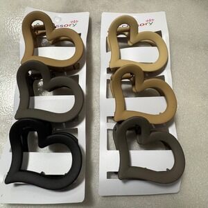 Heart Claw Hair Clips Matte Finish Hair Accessories Choice of 1 Set of 3